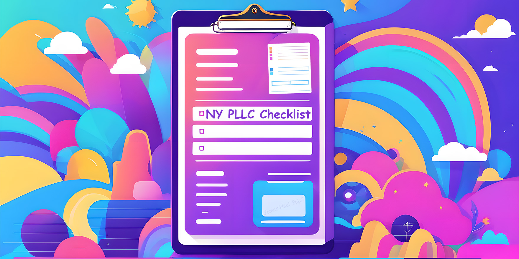 Clipboard with checkboxes and the words 'NY PLLC Checklist'